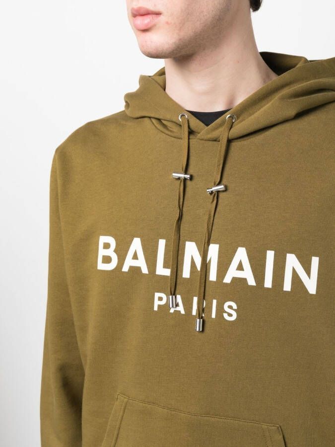 Balmain Hoodie met logoprint Groen