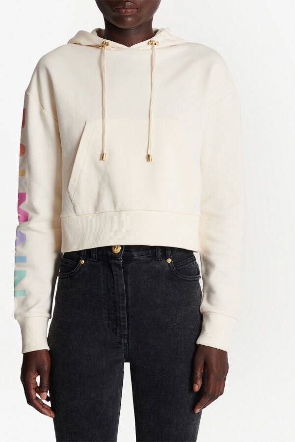 Balmain Hoodie met logoprint Wit