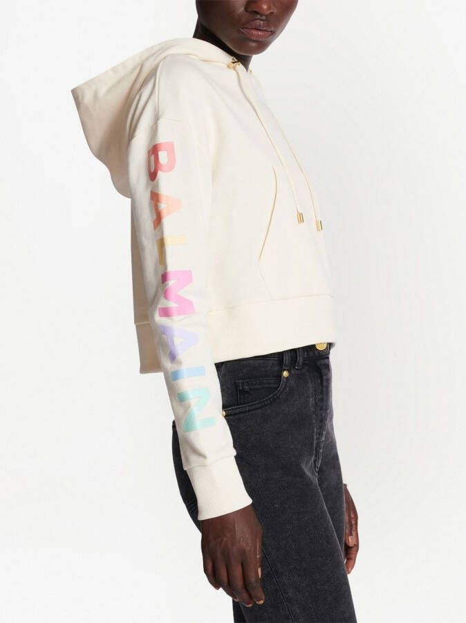 Balmain Hoodie met logoprint Wit