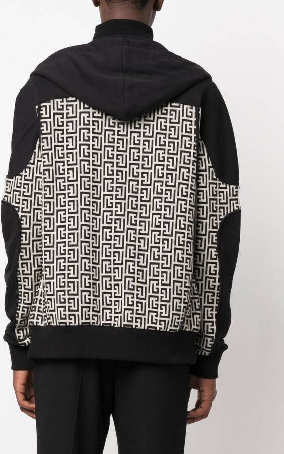 Balmain Hoodie met monogram logo Zwart