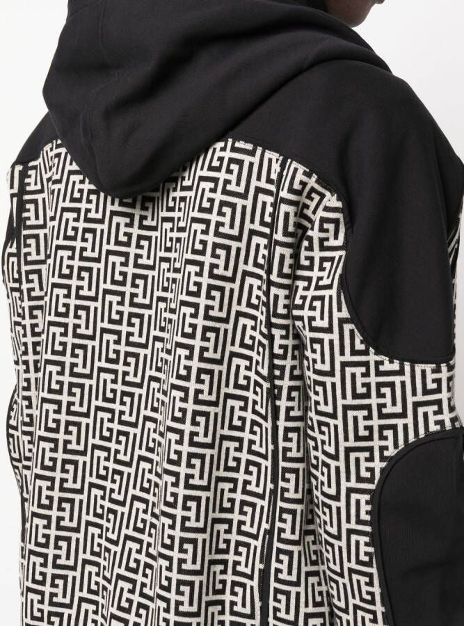 Balmain Hoodie met monogram logo Zwart