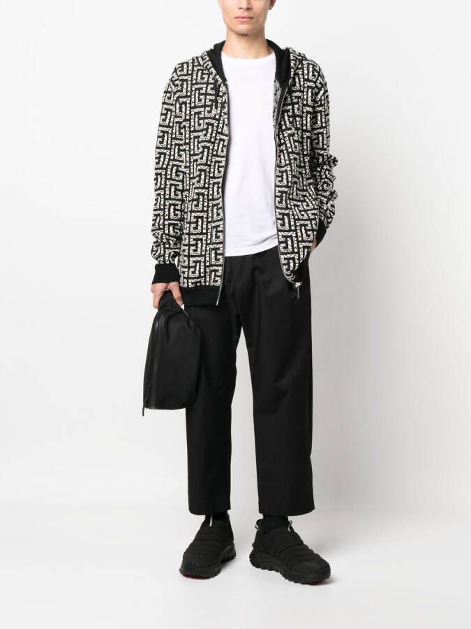 Balmain Hoodie met monogram Zwart