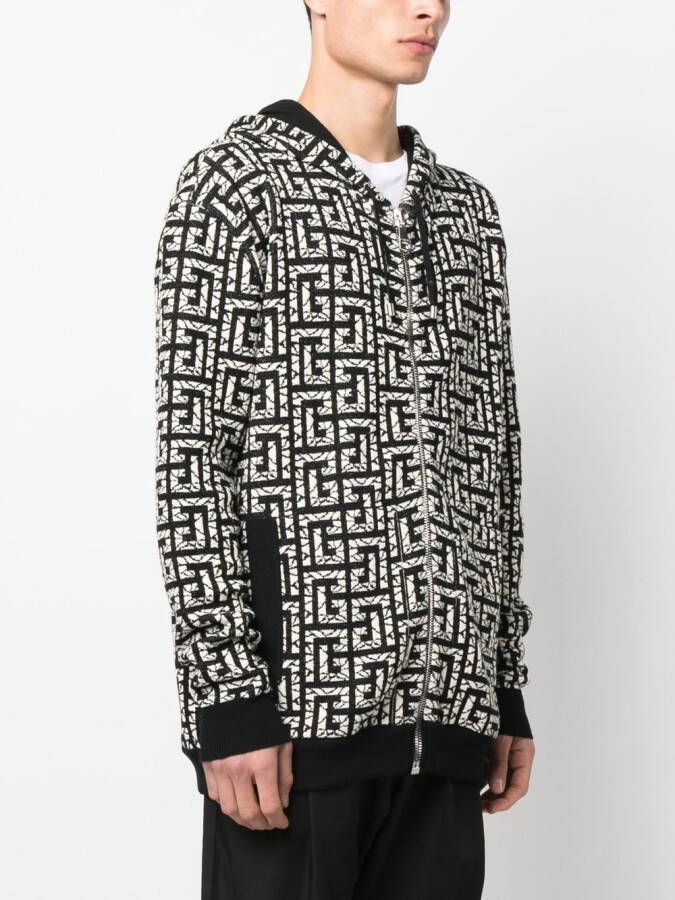 Balmain Hoodie met monogram Zwart