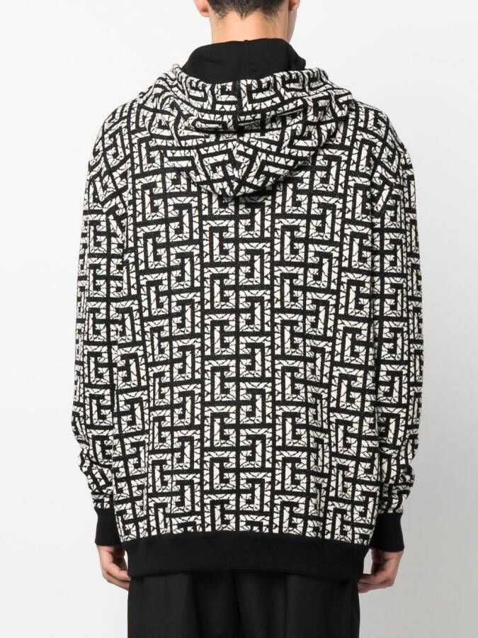 Balmain Hoodie met monogram Zwart
