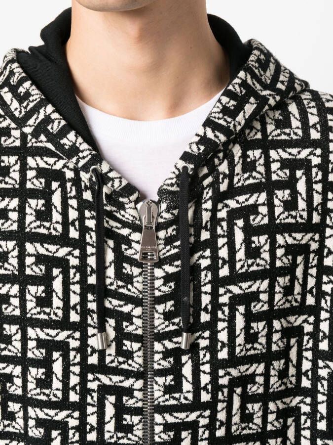 Balmain Hoodie met monogram Zwart