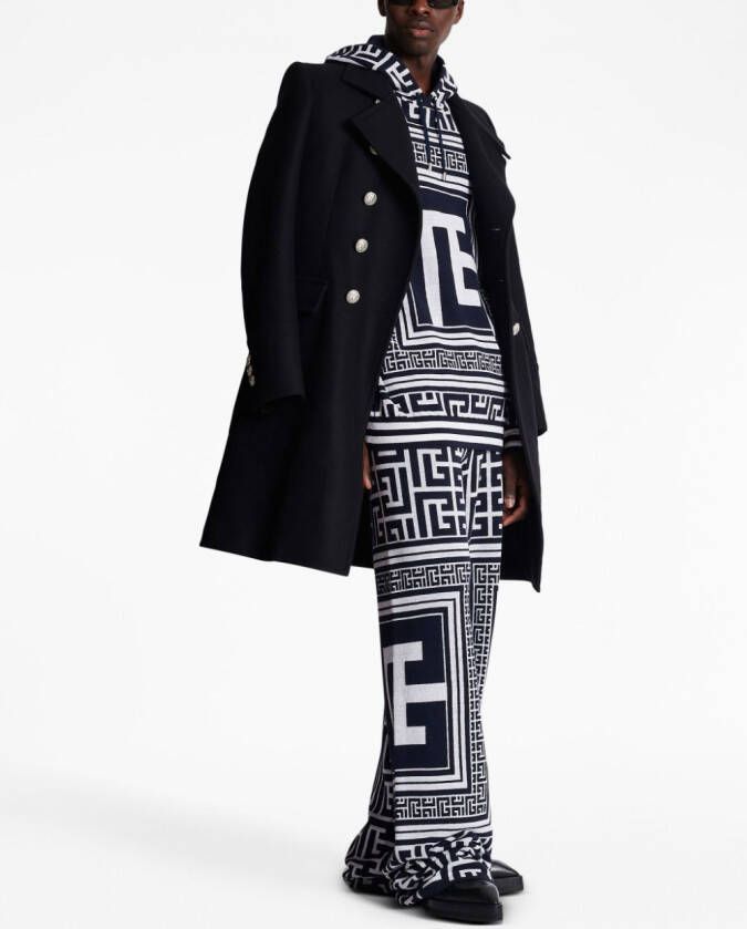 Balmain Hoodie met monogram Zwart