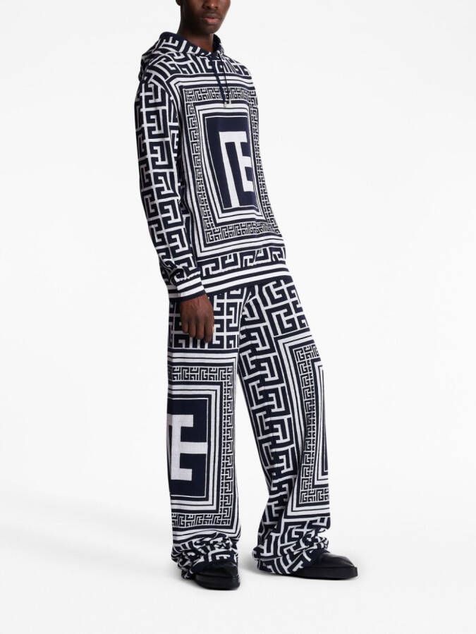 Balmain Hoodie met monogram Zwart