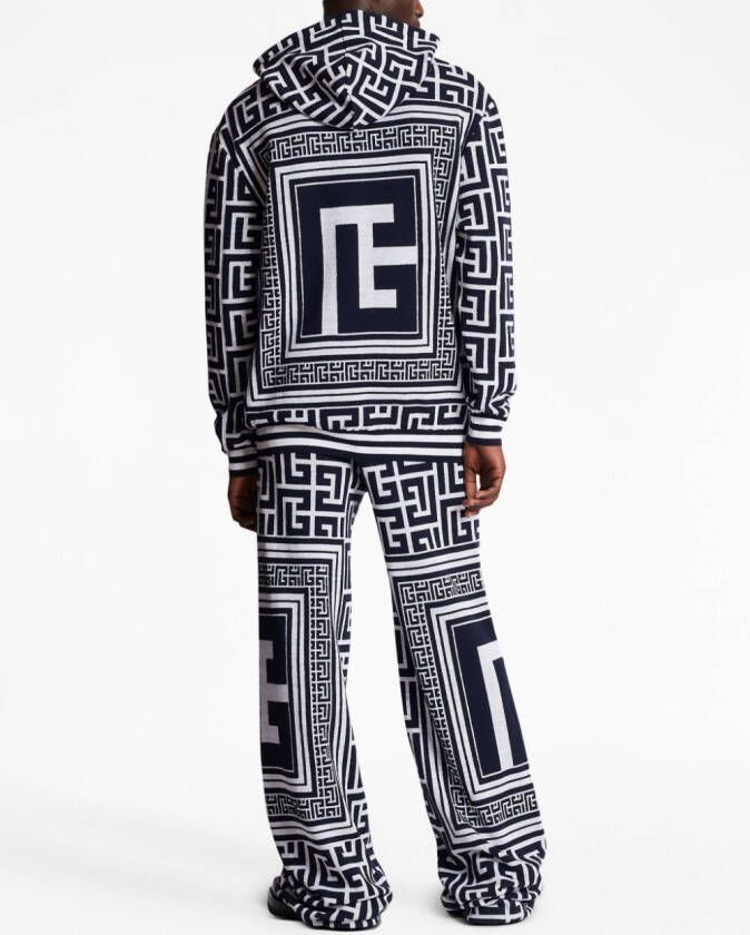 Balmain Hoodie met monogram Zwart