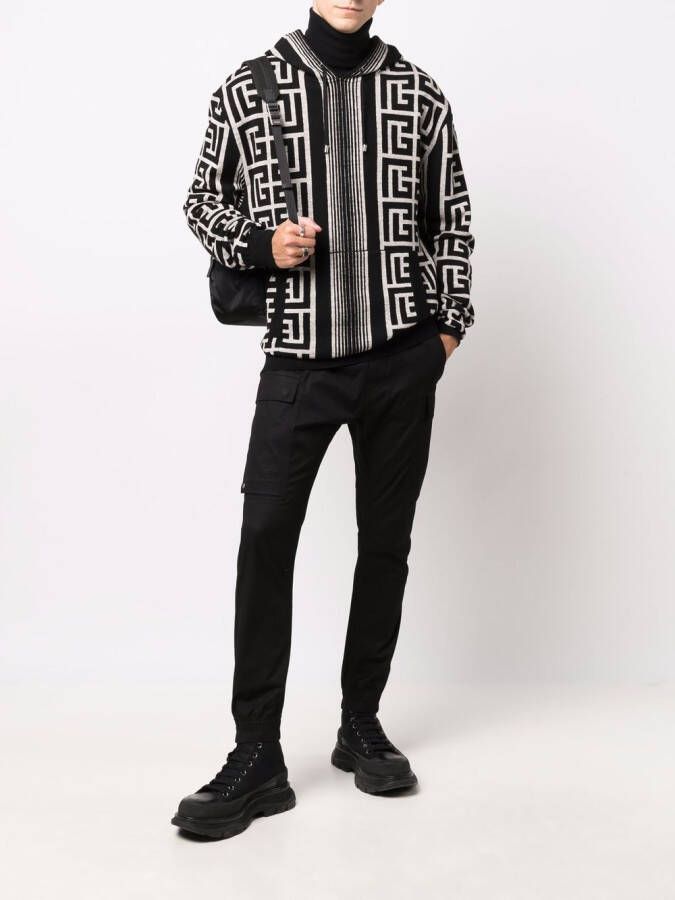 Balmain Hoodie met monogram Zwart