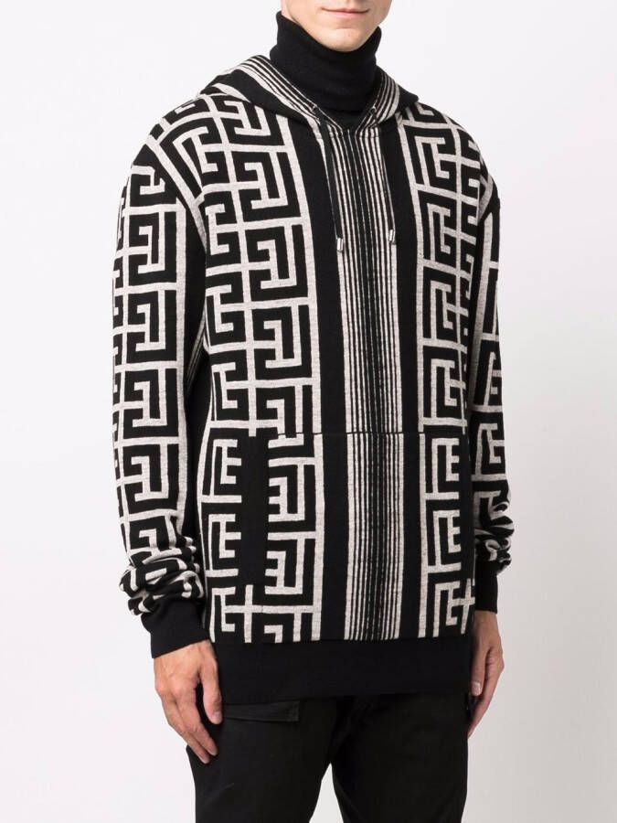 Balmain Hoodie met monogram Zwart