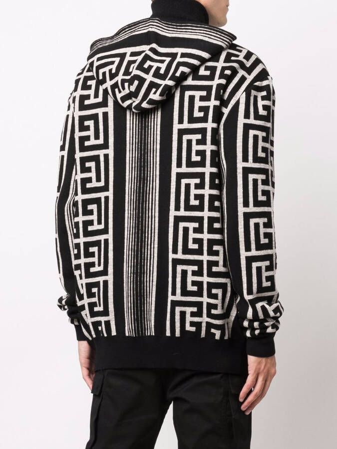 Balmain Hoodie met monogram Zwart