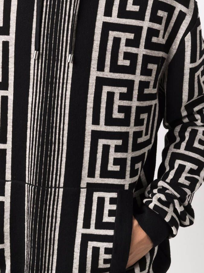 Balmain Hoodie met monogram Zwart