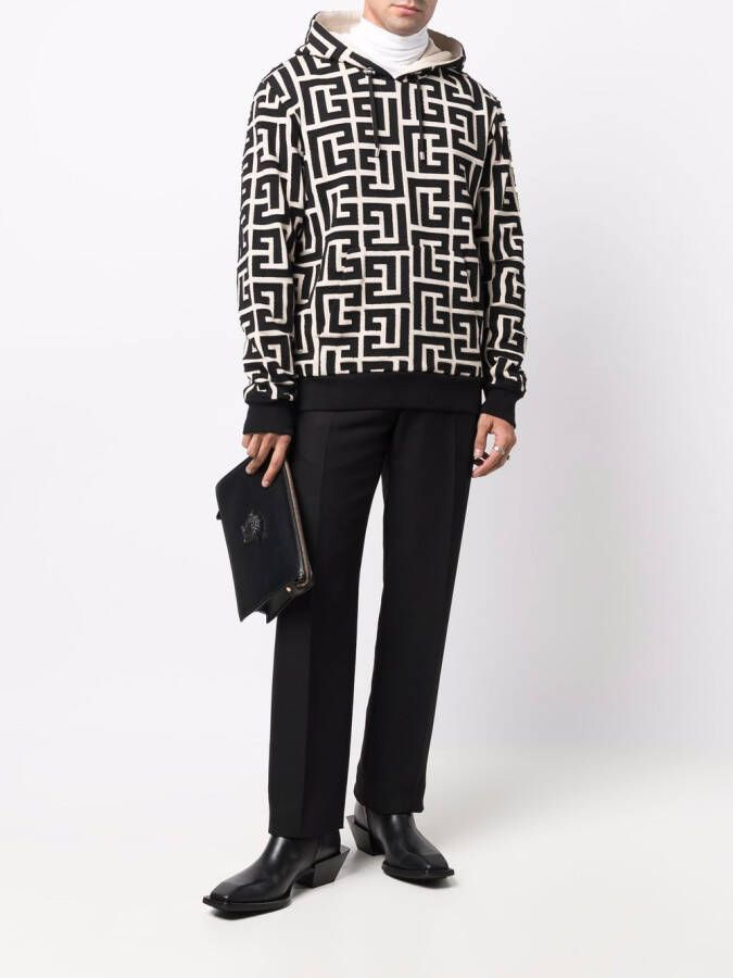 Balmain Hoodie met monogramprint Zwart