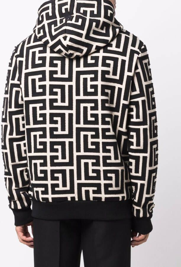 Balmain Hoodie met monogramprint Zwart