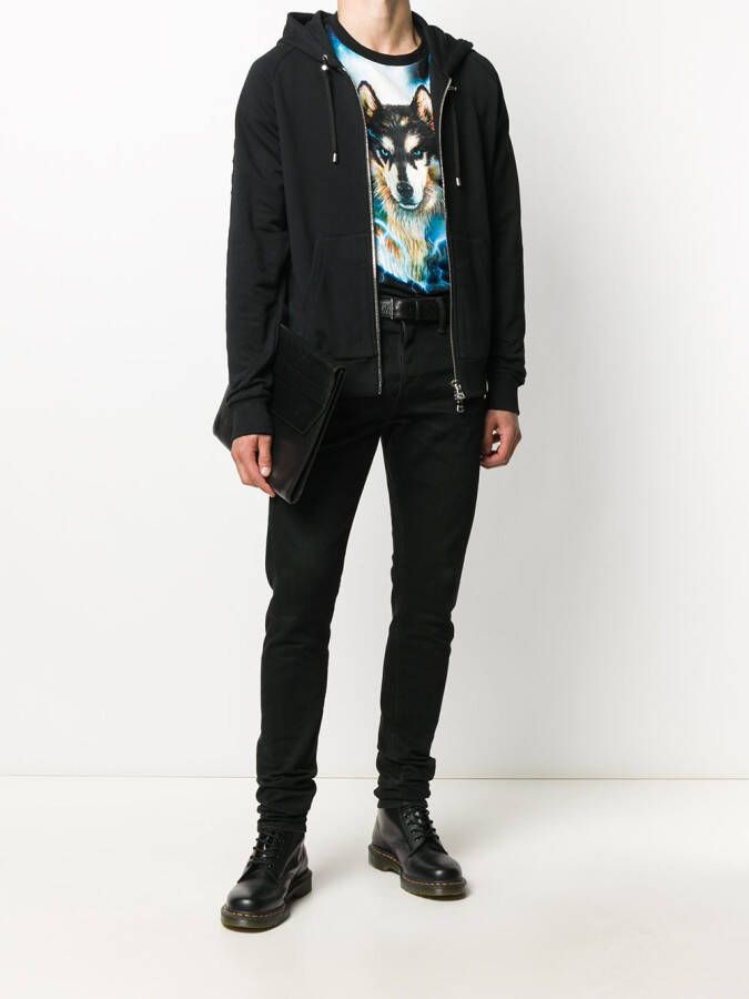 Balmain Hoodie met rits Zwart