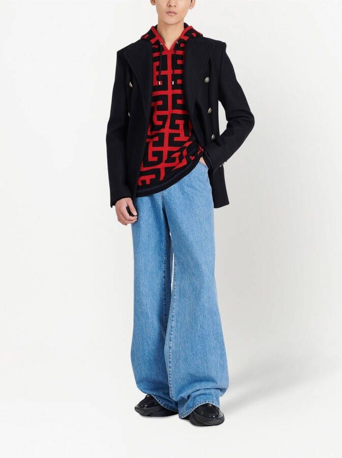 Balmain Hoodie met trekkoord Blauw