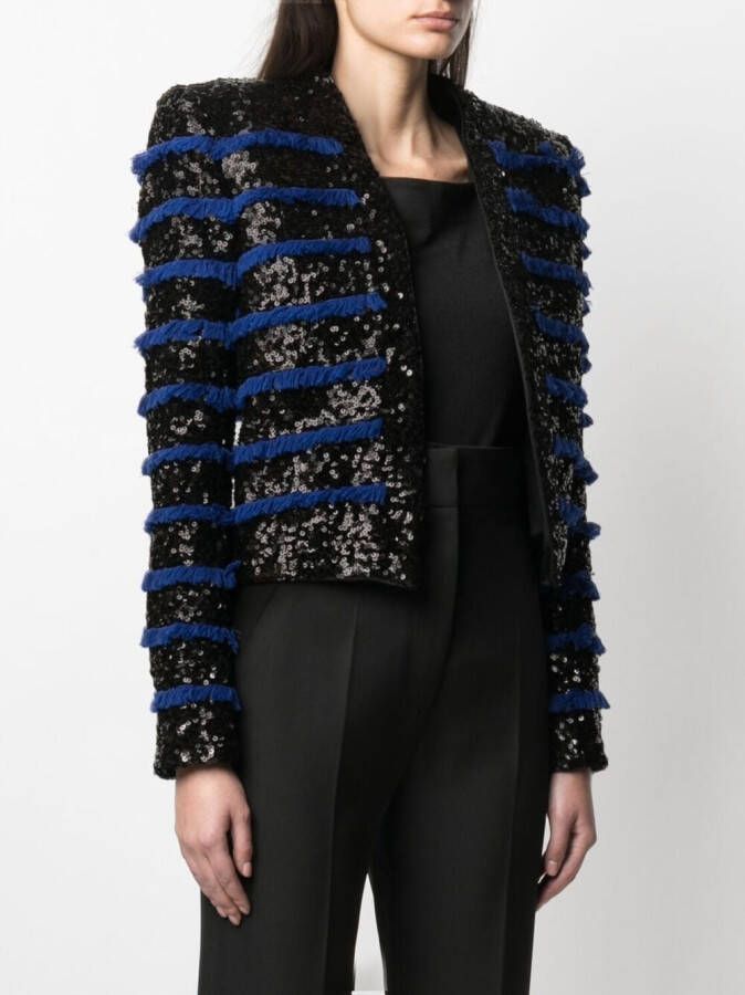 Balmain Jas met franjes Zwart