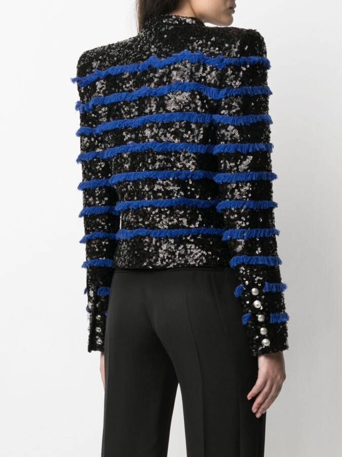 Balmain Jas met franjes Zwart
