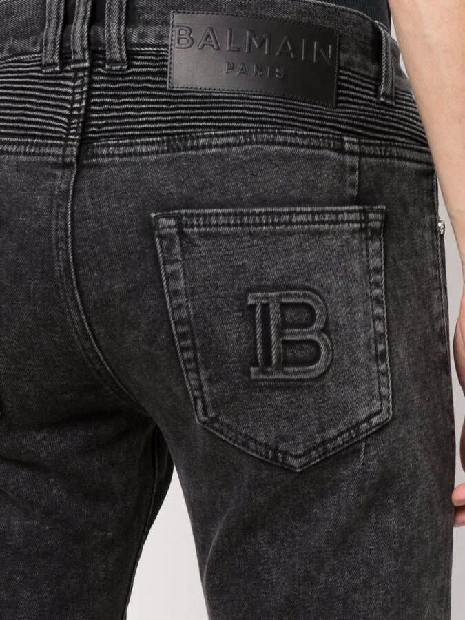 Balmain Jeans met logo-reliëf Zwart