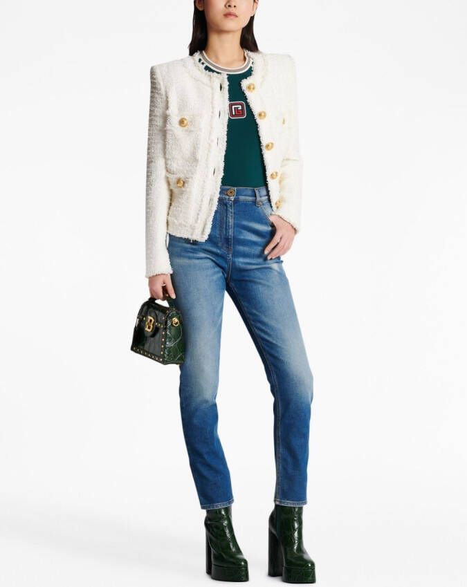 Balmain Jeans met logoplakkaat Blauw