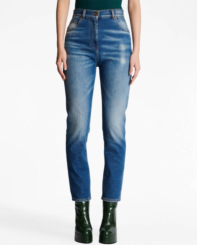 Balmain Jeans met logoplakkaat Blauw