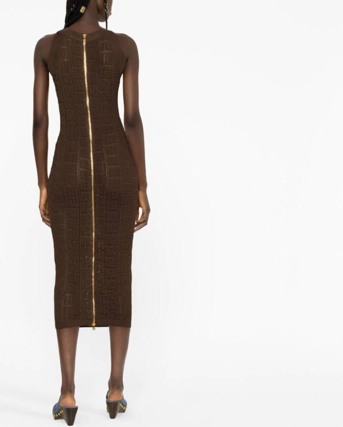 Balmain Jurk met monogram Bruin