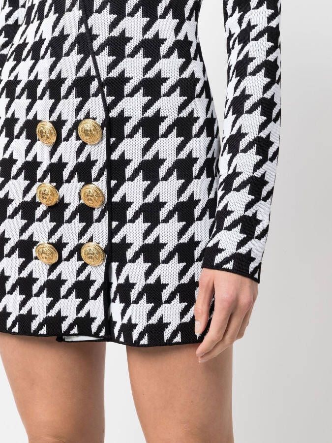 Balmain Jurk met pied-de-poule print Zwart