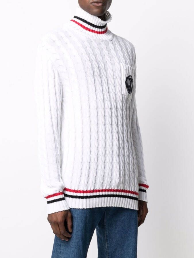 Balmain Kabelgebreide trui Wit