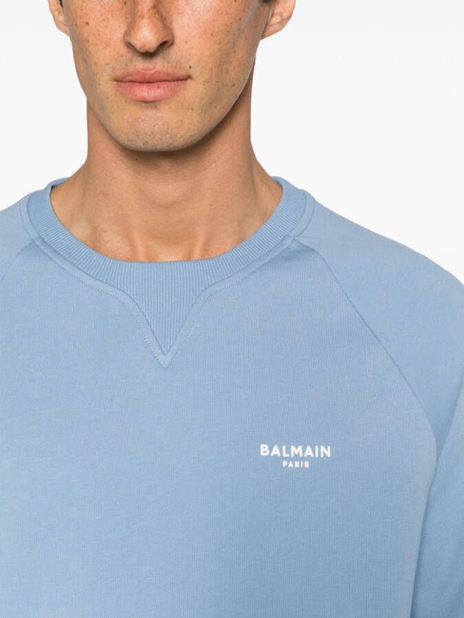 Balmain Katoenen sweater met logoprint Blauw
