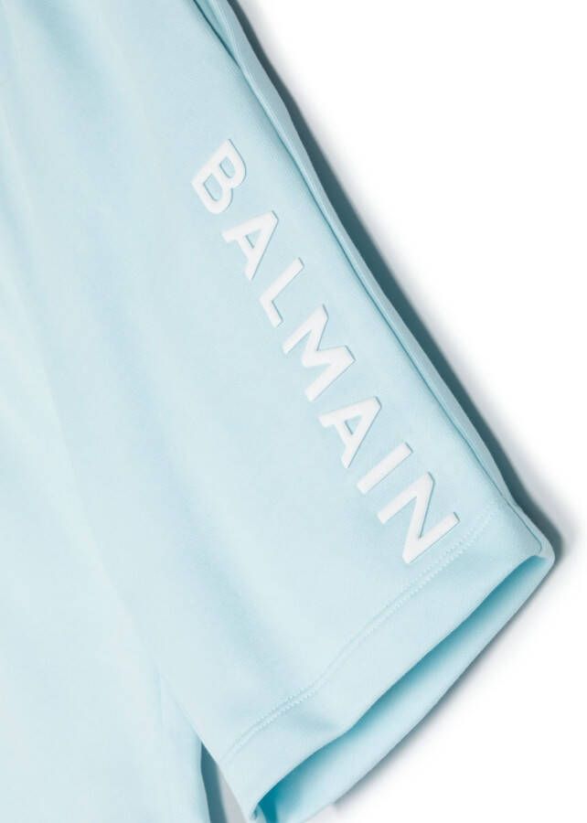Balmain Kids Shorts met logo-reliëf Blauw