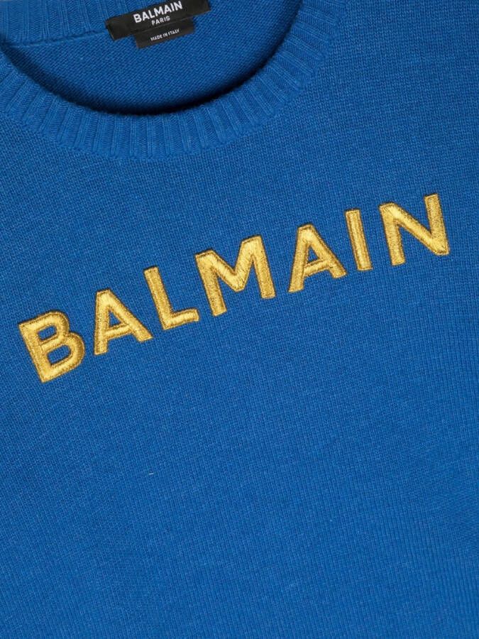 Balmain Kids Trui met geborduurd logo Blauw