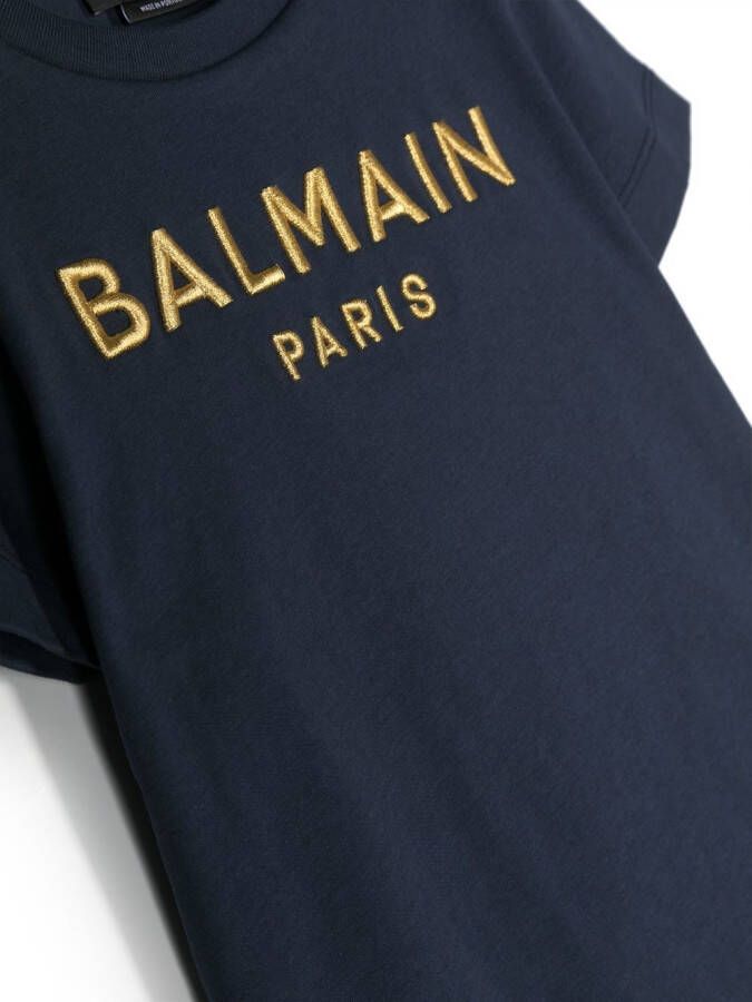 Balmain Kids T-shirt met geborduurd logo Blauw
