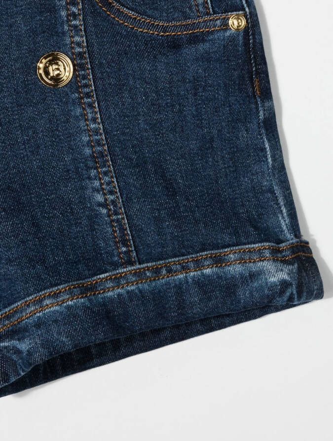 Balmain Kids High waist spijkershorts Blauw