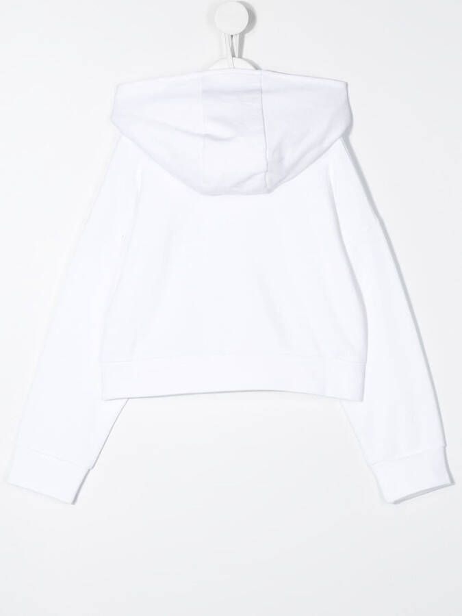 Balmain Kids Hoodie met gespiegeld logo Wit