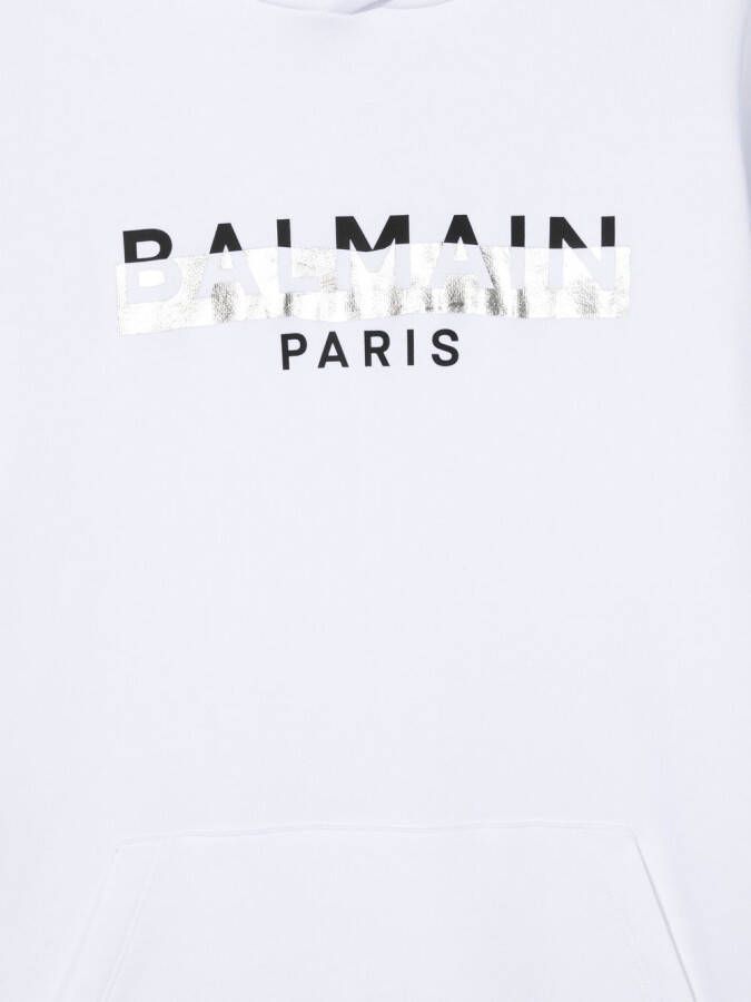 Balmain Kids Hoodie met logoprint Wit