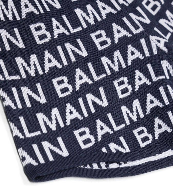 Balmain Kids Intarsia shorts Blauw