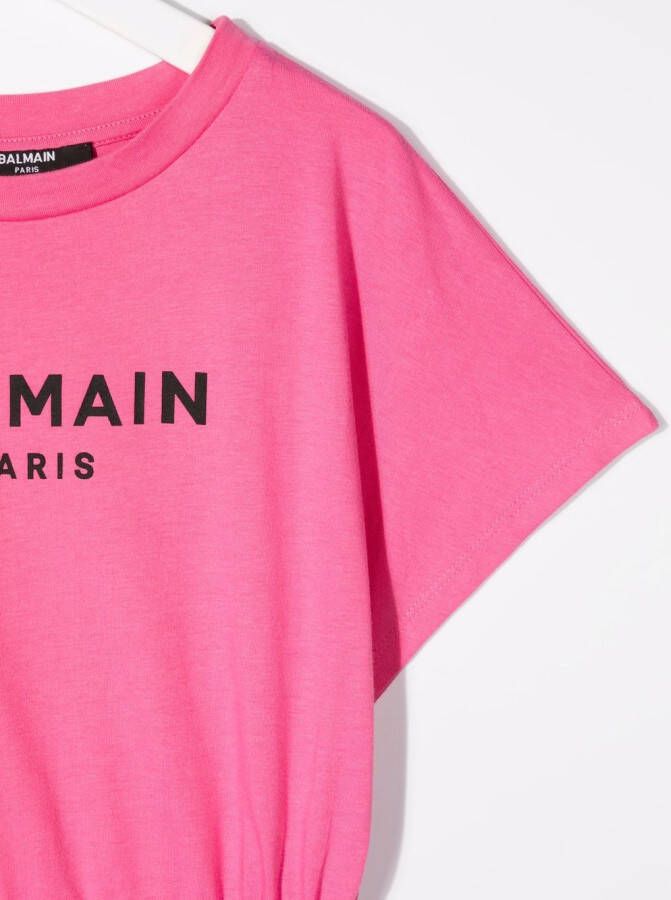 Balmain Kids Jurk met logoprint Roze