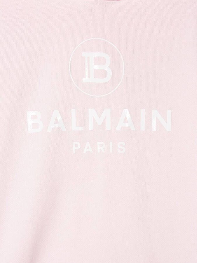 Balmain Kids Jurk met logoprint Roze