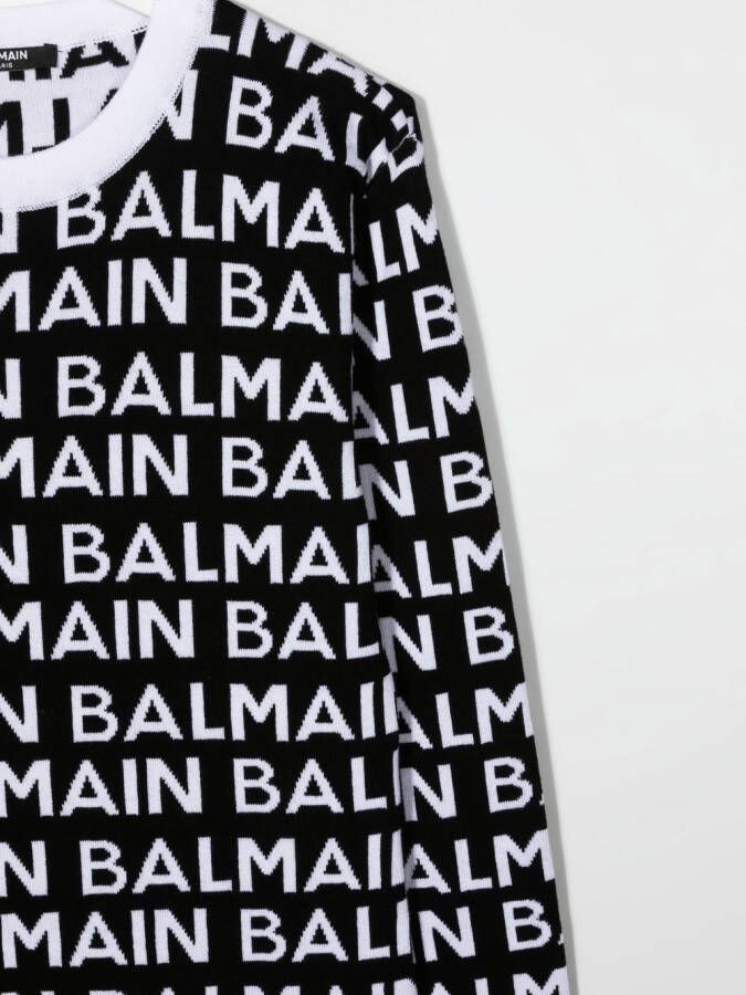 Balmain Kids Jurk met logoprint Wit