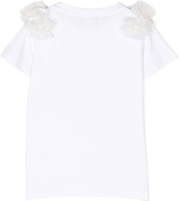 Balmain Kids T-shirt verfraaid met bloemenpatch Wit
