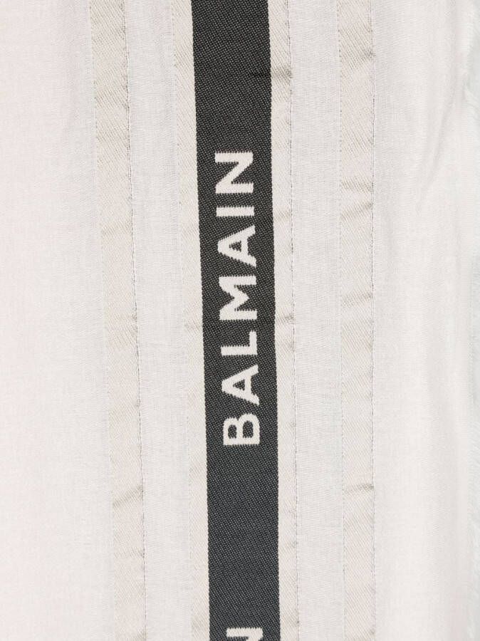 Balmain Kids Sjaal verfraaid met logo Beige