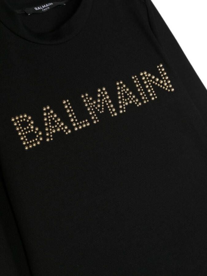 Balmain Kids Sweaterjurk verfraaid met logo Zwart