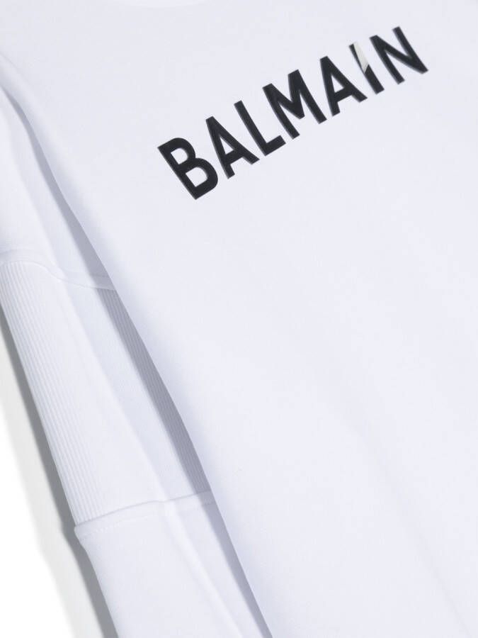 Balmain Kids Sweater met logoprint Wit