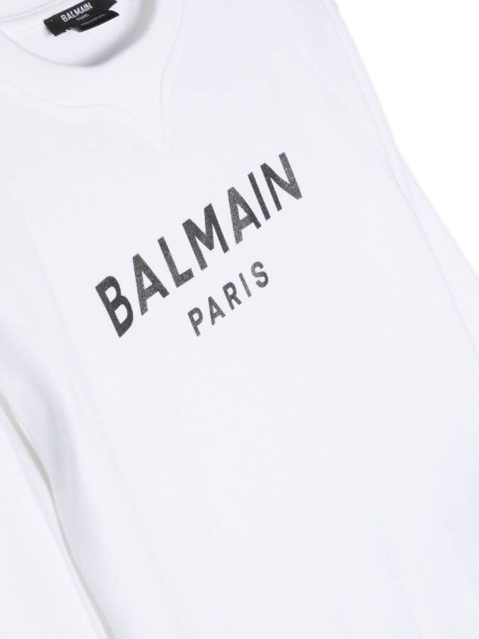Balmain Kids Sweater met logoprint Wit
