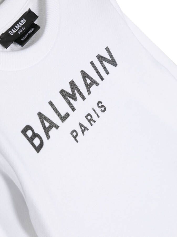 Balmain Kids Sweater met logoprint Wit