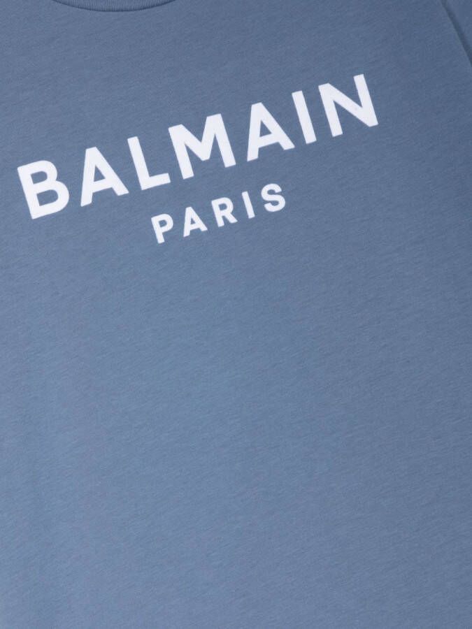 Balmain Kids T-shirt met logoprint Blauw