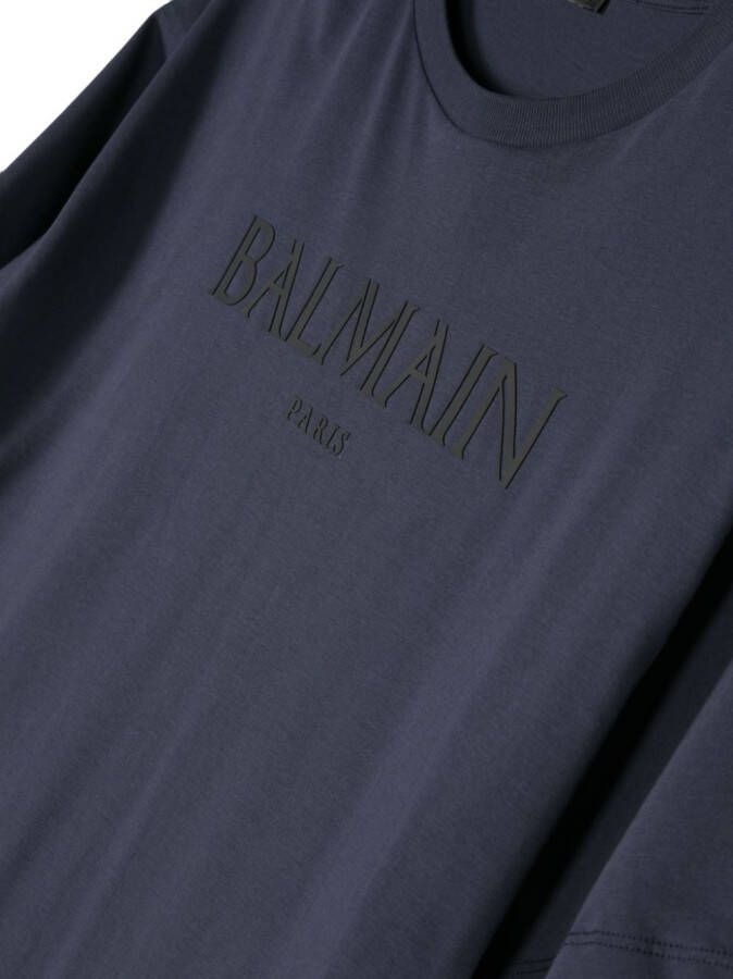 Balmain Kids T-shirt met logoprint Blauw