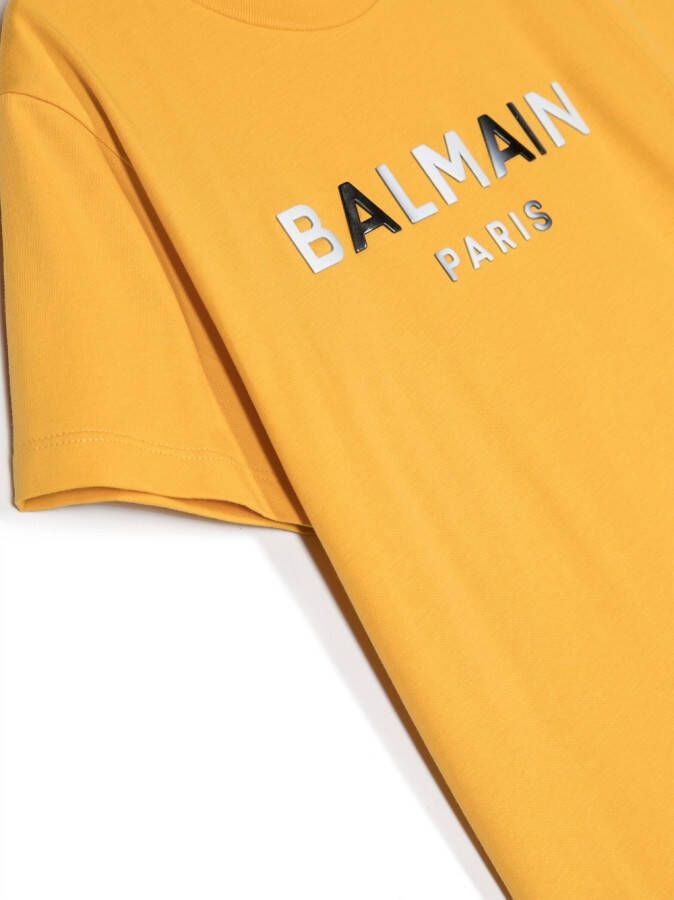 Balmain Kids T-shirt met logoprint Oranje