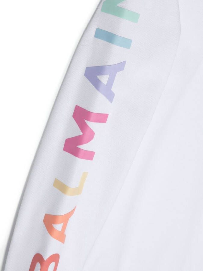 Balmain Kids Sweater met logoprint Wit