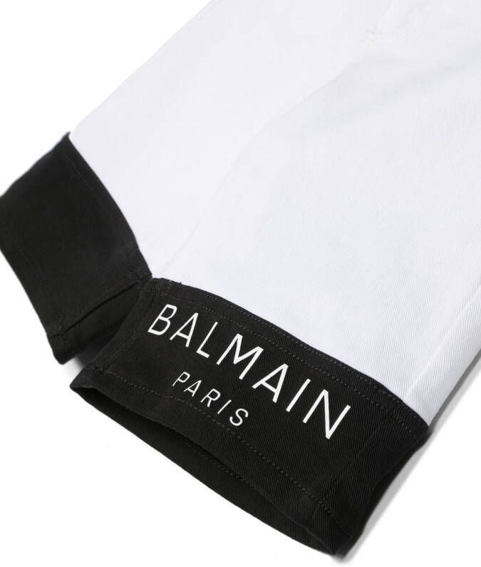 Balmain Kids Spijkershorts met logoprint Wit